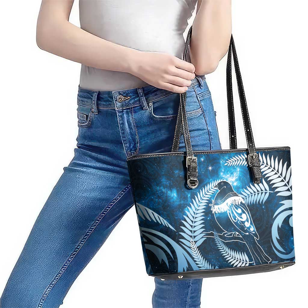 New Zealand Matariki Leather Tote Bag Pigeon Kereru Maori Fern Art LT05 - Polynesian Pride