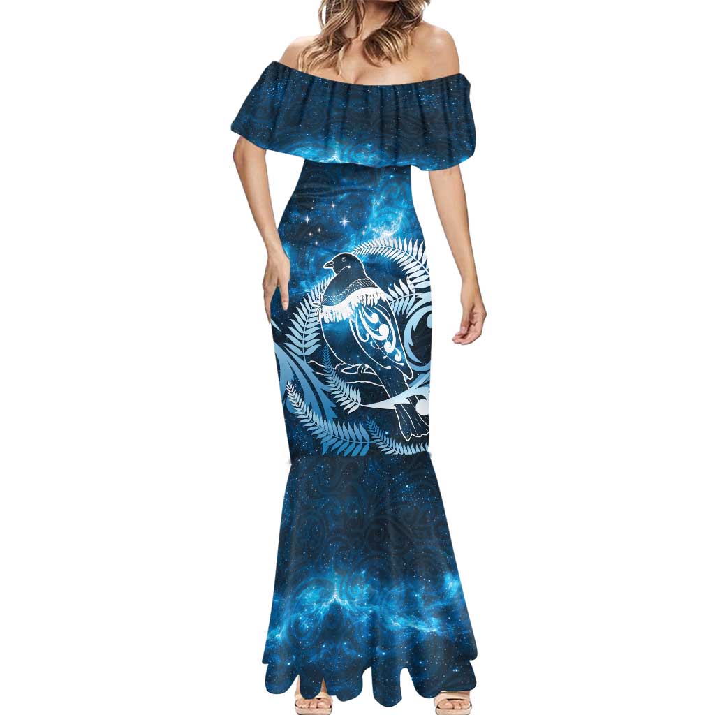 New Zealand Matariki Mermaid Dress Pigeon Kereru Maori Fern Art LT05 - Polynesian Pride