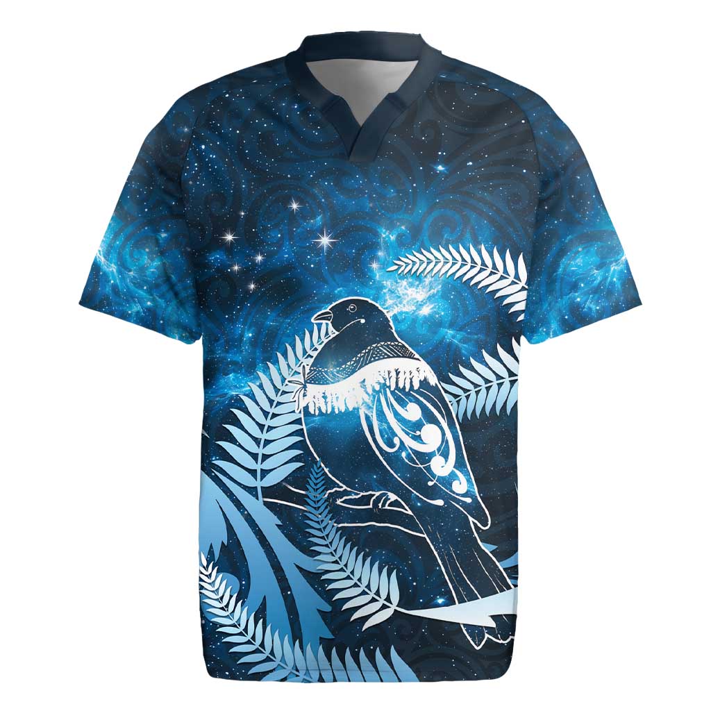 New Zealand Matariki Rugby Jersey Pigeon Kereru Maori Fern Art LT05 Blue - Polynesian Pride