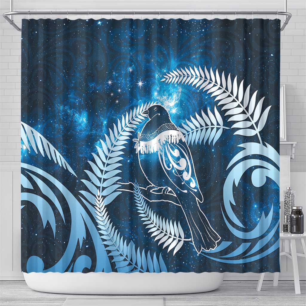New Zealand Matariki Shower Curtain Pigeon Kereru Maori Fern Art LT05 - Polynesian Pride