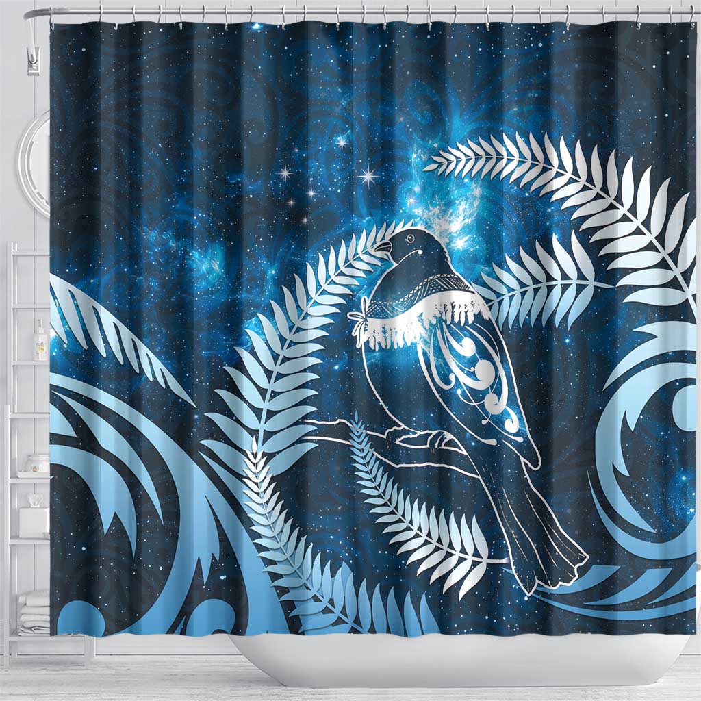 New Zealand Matariki Shower Curtain Pigeon Kereru Maori Fern Art LT05 - Polynesian Pride