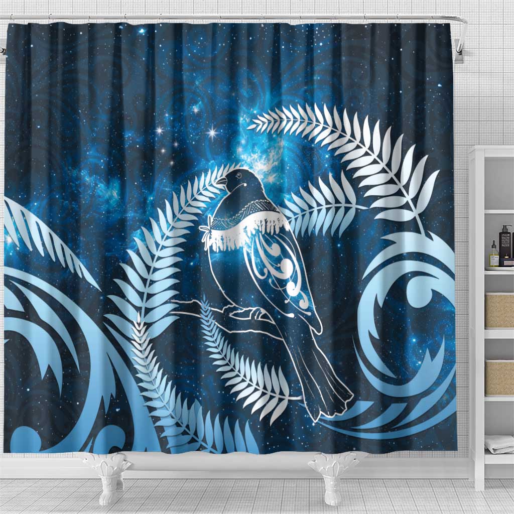 New Zealand Matariki Shower Curtain Pigeon Kereru Maori Fern Art LT05 - Polynesian Pride
