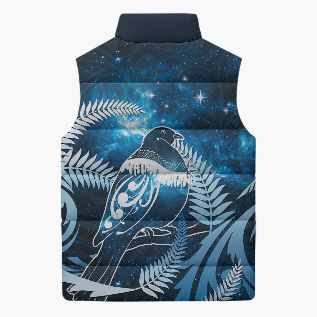 New Zealand Matariki Sleeveless Puffer Jacket Pigeon Kereru Maori Fern Art LT05 - Polynesian Pride