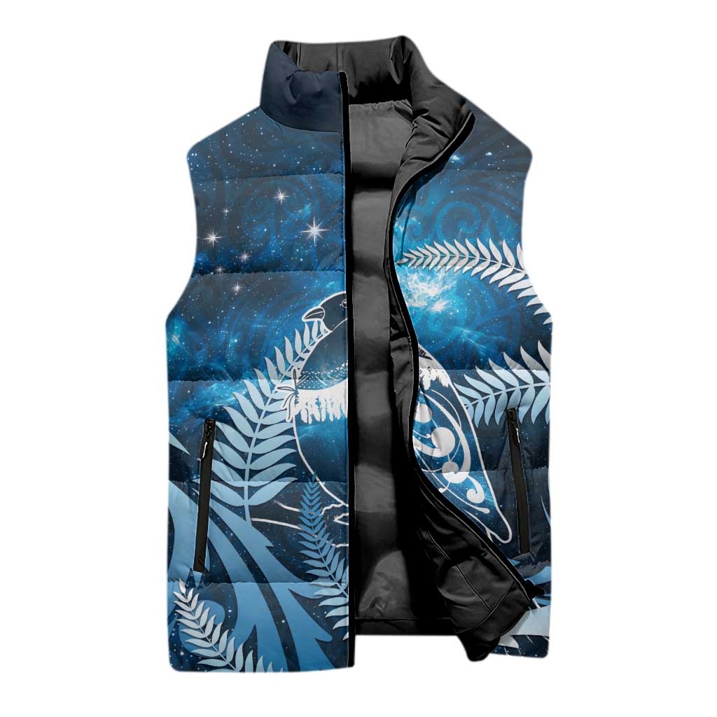 New Zealand Matariki Sleeveless Puffer Jacket Pigeon Kereru Maori Fern Art LT05 - Polynesian Pride