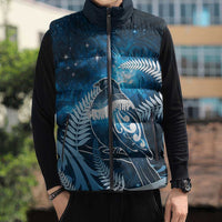 New Zealand Matariki Sleeveless Puffer Jacket Pigeon Kereru Maori Fern Art LT05 - Polynesian Pride