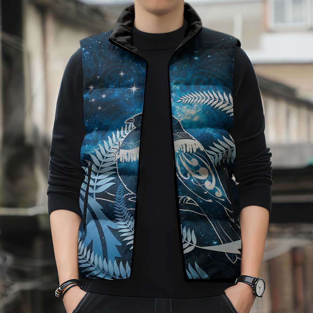 New Zealand Matariki Sleeveless Puffer Jacket Pigeon Kereru Maori Fern Art LT05 - Polynesian Pride