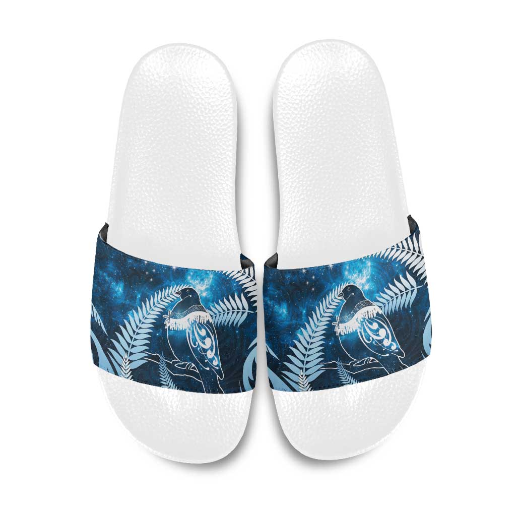 New Zealand Matariki Slide Sandals Pigeon Kereru Maori Fern Art LT05 Blue - Polynesian Pride