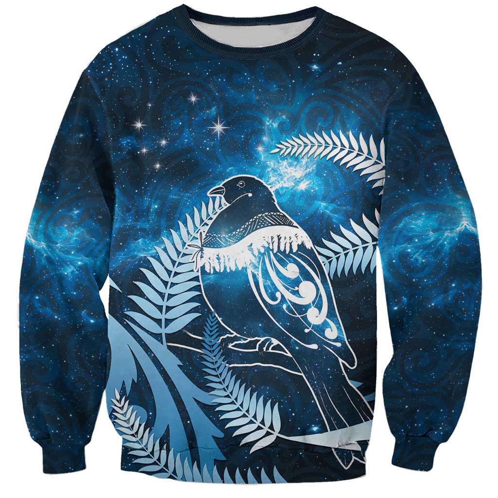 New Zealand Matariki Sweatshirt Pigeon Kereru Maori Fern Art LT05 Unisex Blue - Polynesian Pride