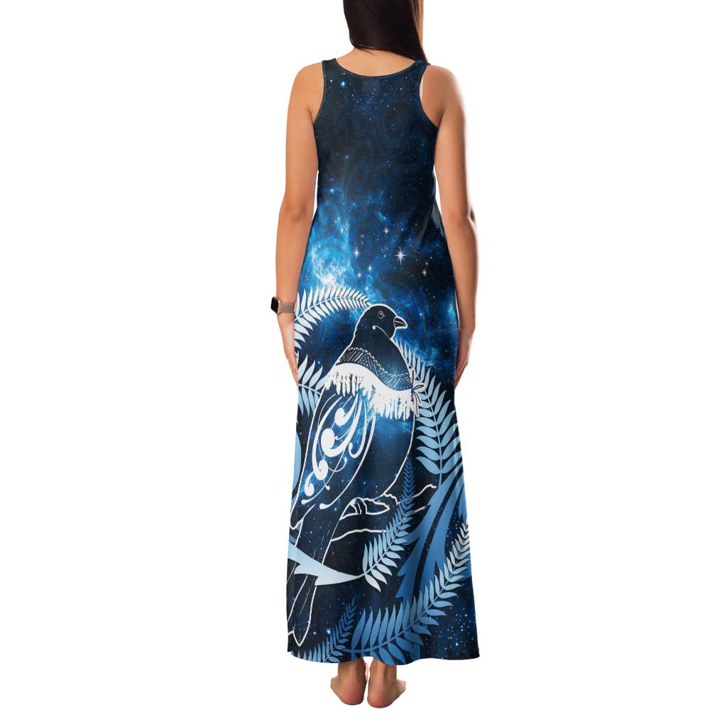 New Zealand Matariki Tank Maxi Dress Pigeon Kereru Maori Fern Art LT05 - Polynesian Pride