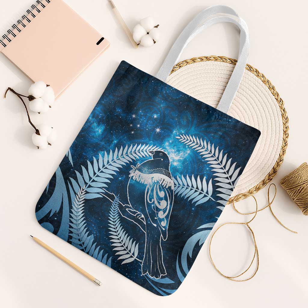 New Zealand Matariki Tote Bag Pigeon Kereru Maori Fern Art LT05 White Strap One Size Blue - Polynesian Pride