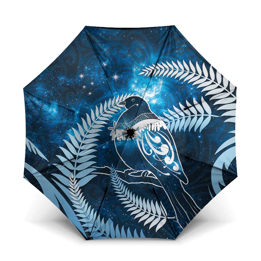 New Zealand Matariki Umbrella Pigeon Kereru Maori Fern Art LT05 One Size Folded 11.42 inch Opened Diameter 37.4 inch Blue - Polynesian Pride