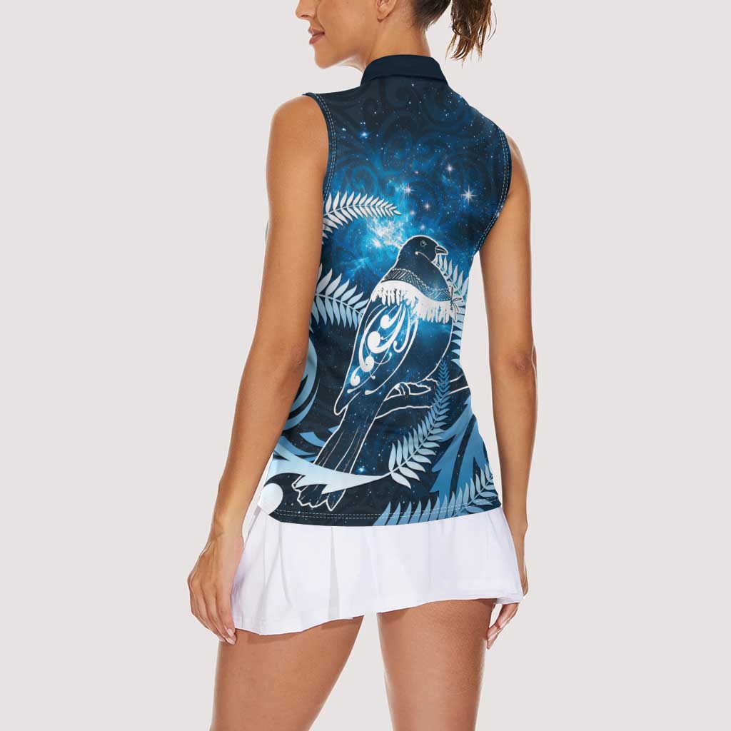 New Zealand Matariki Women Sleeveless Polo Shirt Pigeon Kereru Maori Fern Art LT05 - Polynesian Pride