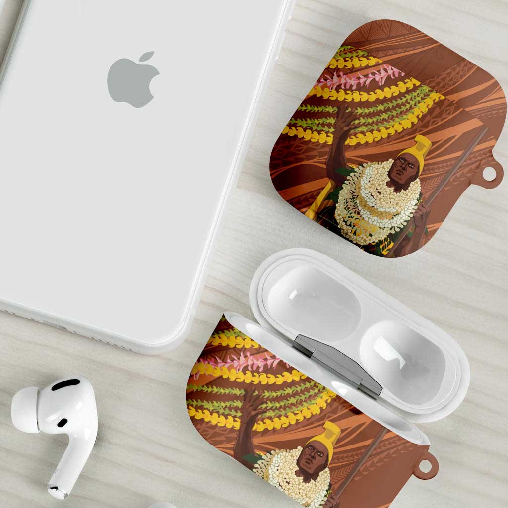 Hawaii King Kamehameha AirPods Case Hawaiian Kakau Pattern With Leis
