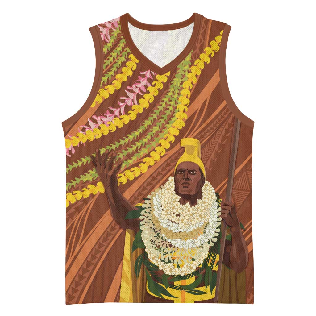 Hawaii King Kamehameha Basketball Jersey Hawaiian Kakau Pattern With Leis