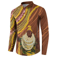 Hawaii King Kamehameha Button Sweatshirt Hawaiian Kakau Pattern With Leis