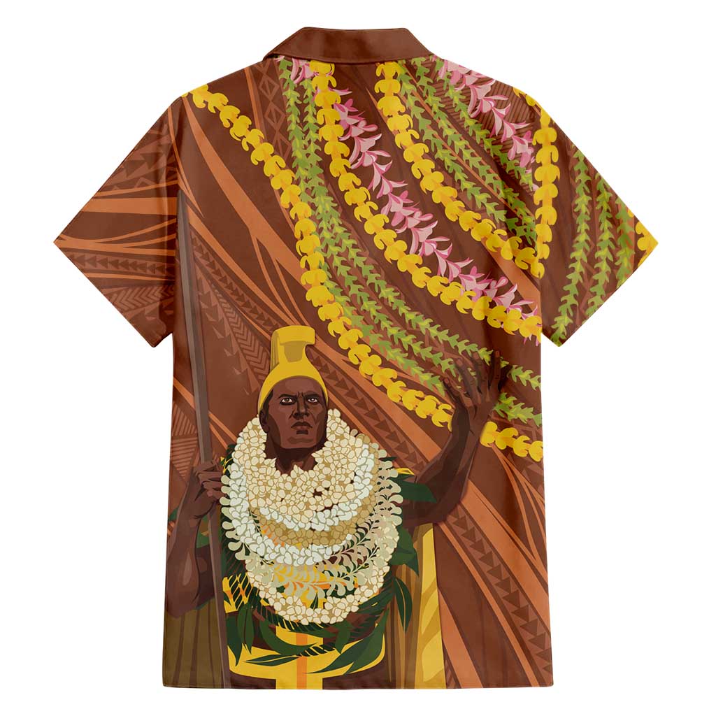 Hawaii King Kamehameha Family Matching Off Shoulder Short Dress and Hawaiian Shirt Hawaiian Kakau Pattern With Leis LT05 - Polynesian Pride