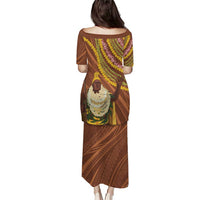 Hawaii King Kamehameha Family Matching Puletasi and Hawaiian Shirt Hawaiian Kakau Pattern With Leis LT05 - Polynesian Pride