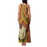 Hawaii King Kamehameha Family Matching Tank Maxi Dress and Hawaiian Shirt Hawaiian Kakau Pattern With Leis LT05 - Polynesian Pride