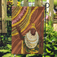 Hawaii King Kamehameha Garden Flag Hawaiian Kakau Pattern With Leis