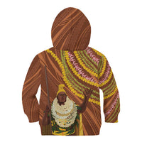 Hawaii King Kamehameha Kid Hoodie Hawaiian Kakau Pattern With Leis