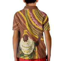 Hawaii King Kamehameha Kid Polo Shirt Hawaiian Kakau Pattern With Leis LT05 - Polynesian Pride