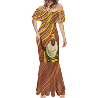 Hawaii King Kamehameha Mermaid Dress Hawaiian Kakau Pattern With Leis