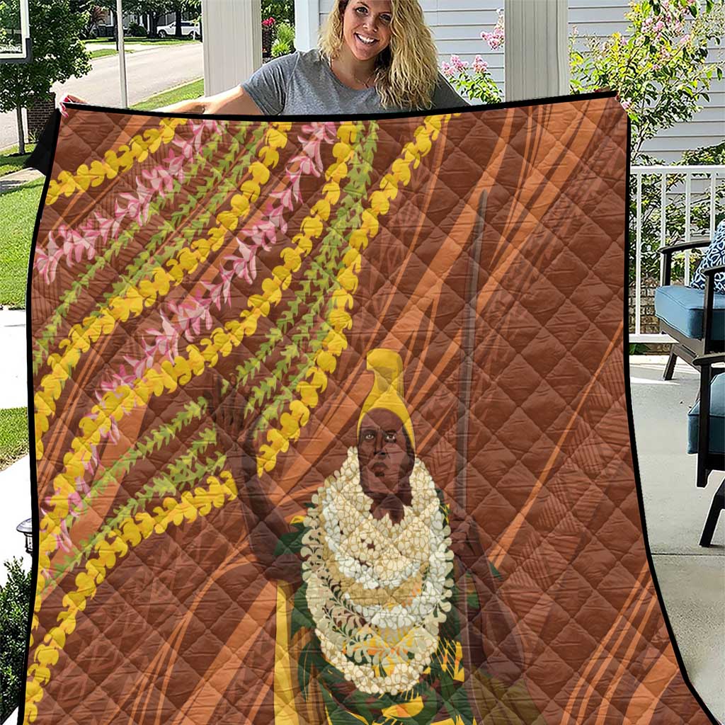 Hawaii King Kamehameha Quilt Hawaiian Kakau Pattern With Leis
