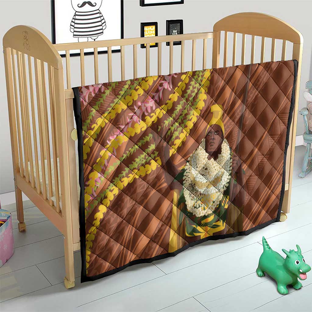 Hawaii King Kamehameha Quilt Hawaiian Kakau Pattern With Leis