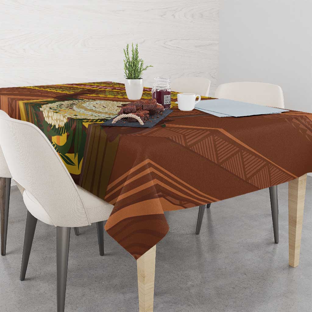 Hawaii King Kamehameha Tablecloth Hawaiian Kakau Pattern With Leis