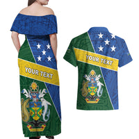 Personalised Solomon Islands Independence Day Couples Matching Off Shoulder Maxi Dress and Hawaiian Shirt With Coat Of Arms LT05 - Polynesian Pride