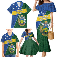Personalised Solomon Islands Independence Day Family Matching Mermaid Dress and Hawaiian Shirt With Coat Of Arms LT05 - Polynesian Pride