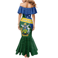 Personalised Solomon Islands Independence Day Family Matching Mermaid Dress and Hawaiian Shirt With Coat Of Arms LT05 - Polynesian Pride