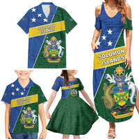 Personalised Solomon Islands Independence Day Family Matching Summer Maxi Dress and Hawaiian Shirt With Coat Of Arms LT05 - Polynesian Pride
