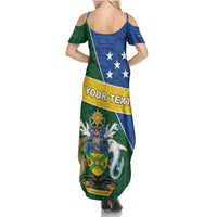 Personalised Solomon Islands Independence Day Family Matching Summer Maxi Dress and Hawaiian Shirt With Coat Of Arms LT05 - Polynesian Pride