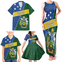 Personalised Solomon Islands Independence Day Family Matching Tank Maxi Dress and Hawaiian Shirt With Coat Of Arms LT05 - Polynesian Pride