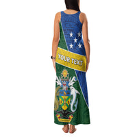 Personalised Solomon Islands Independence Day Family Matching Tank Maxi Dress and Hawaiian Shirt With Coat Of Arms LT05 - Polynesian Pride