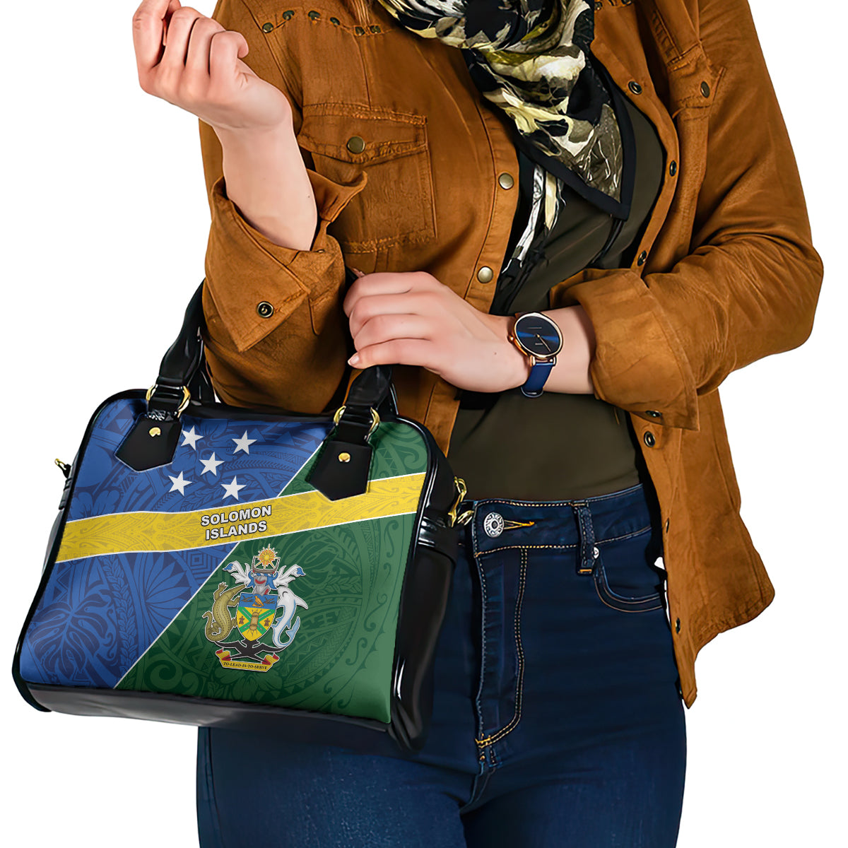 Solomon Islands Independence Day Shoulder Handbag With Coat Of Arms