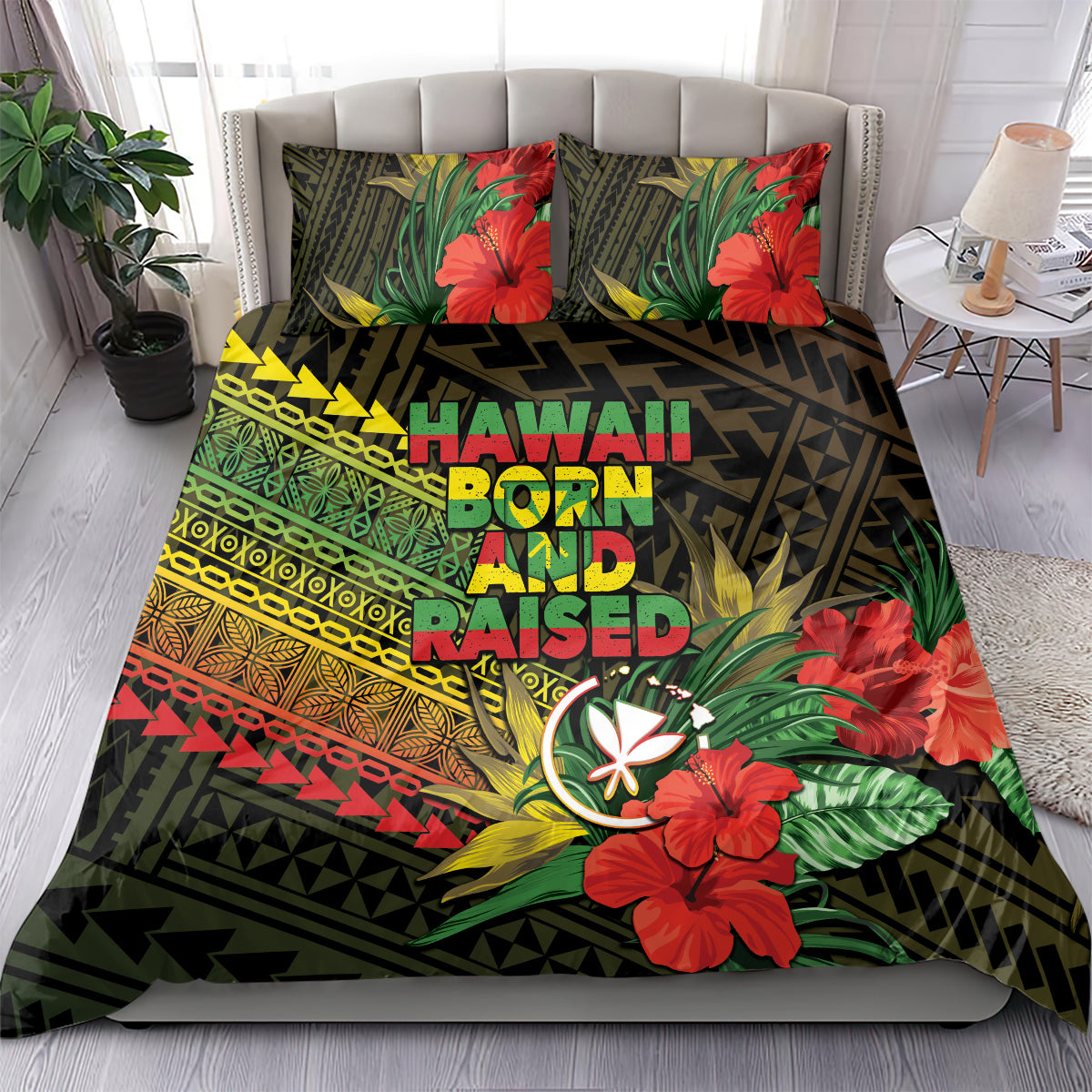Hawaii Born and Raised Bedding Set Kanaka Maoli Flag Day
