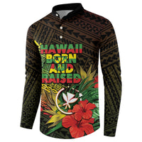 Personalized Hawaii Born and Raised Button Sweatshirt Kanaka Maoli Flag Day