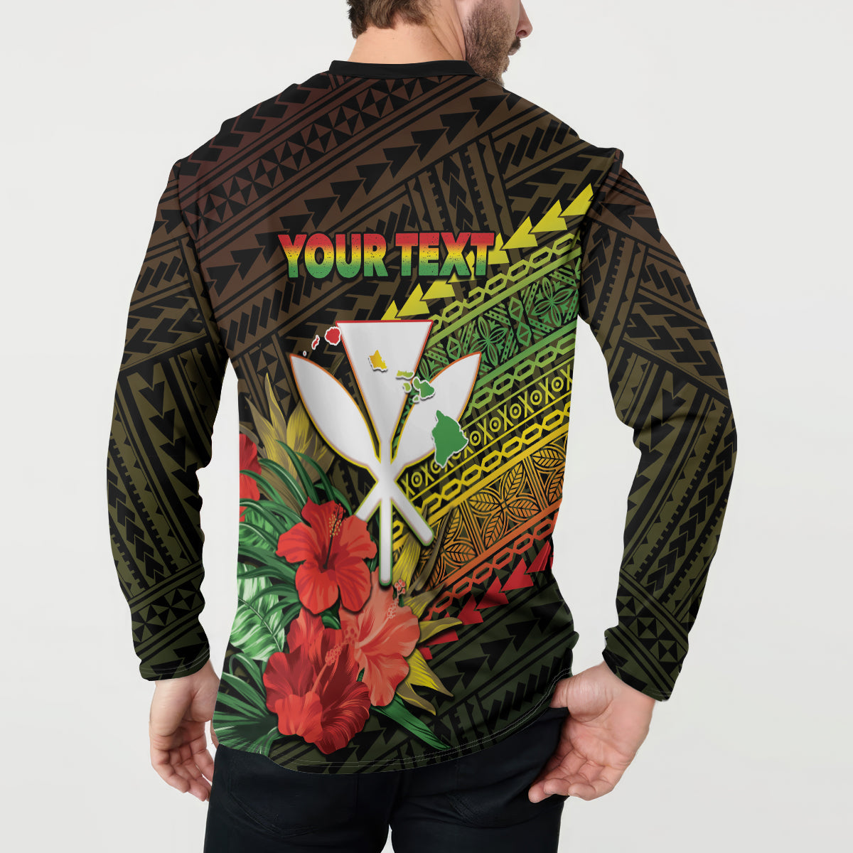 Personalized Hawaii Born and Raised Button Sweatshirt Kanaka Maoli Flag Day