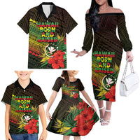 Personalized Hawaii Born and Raised Family Matching Off The Shoulder Long Sleeve Dress and Hawaiian Shirt Kanaka Maoli Flag Day LT05 - Polynesian Pride