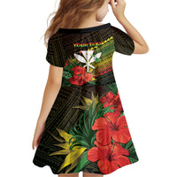 Personalized Hawaii Born and Raised Family Matching Off Shoulder Short Dress and Hawaiian Shirt Kanaka Maoli Flag Day LT05 - Polynesian Pride