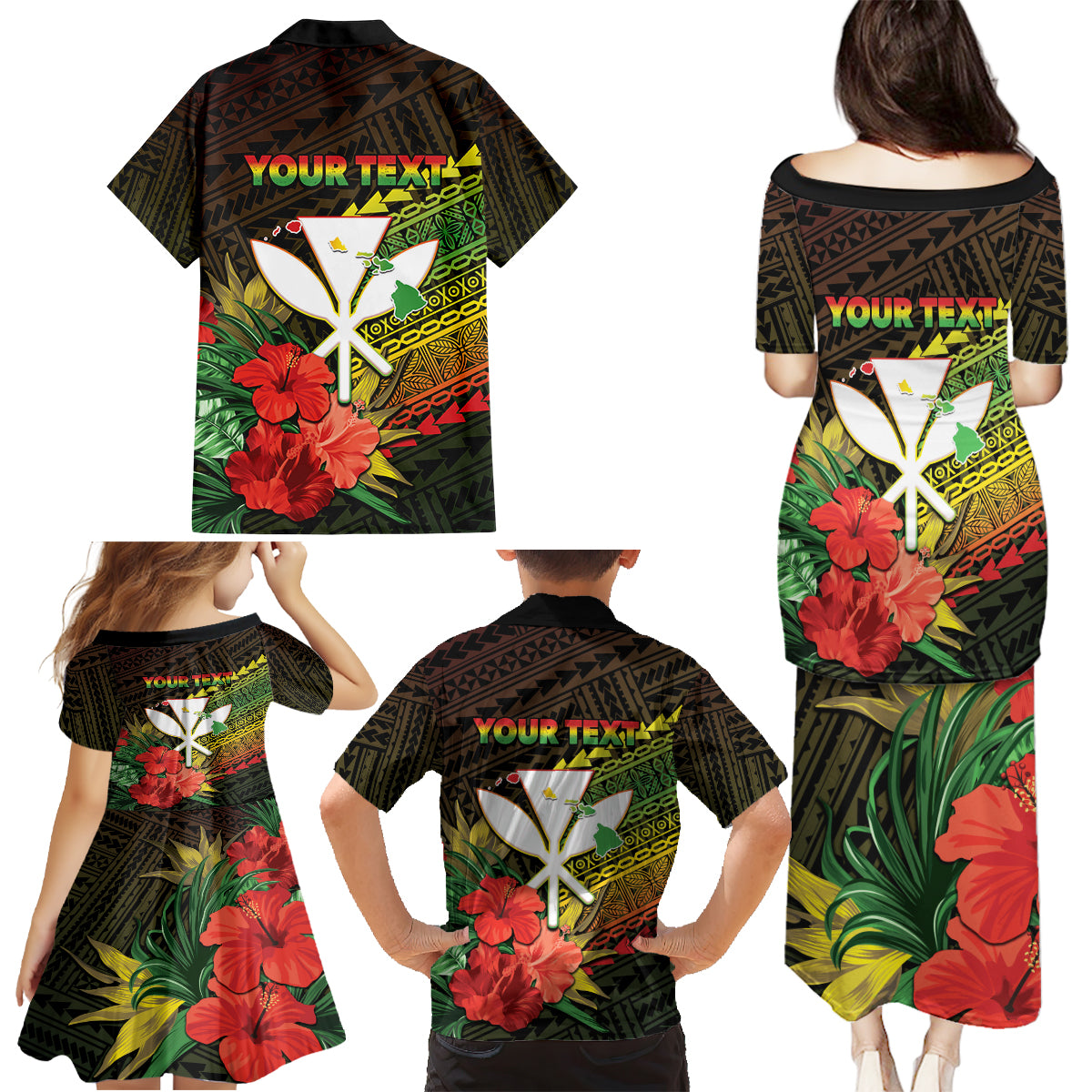 Personalized Hawaii Born and Raised Family Matching Puletasi and Hawaiian Shirt Kanaka Maoli Flag Day LT05 - Polynesian Pride