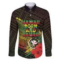 Personalized Hawaii Born and Raised Family Matching Short Sleeve Bodycon Dress and Hawaiian Shirt Kanaka Maoli Flag Day LT05 Dad's Shirt - Long Sleeve Reggae - Polynesian Pride