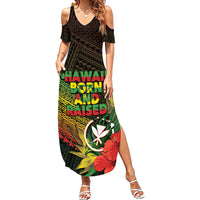 Personalized Hawaii Born and Raised Family Matching Summer Maxi Dress and Hawaiian Shirt Kanaka Maoli Flag Day LT05 Mom's Dress Reggae - Polynesian Pride