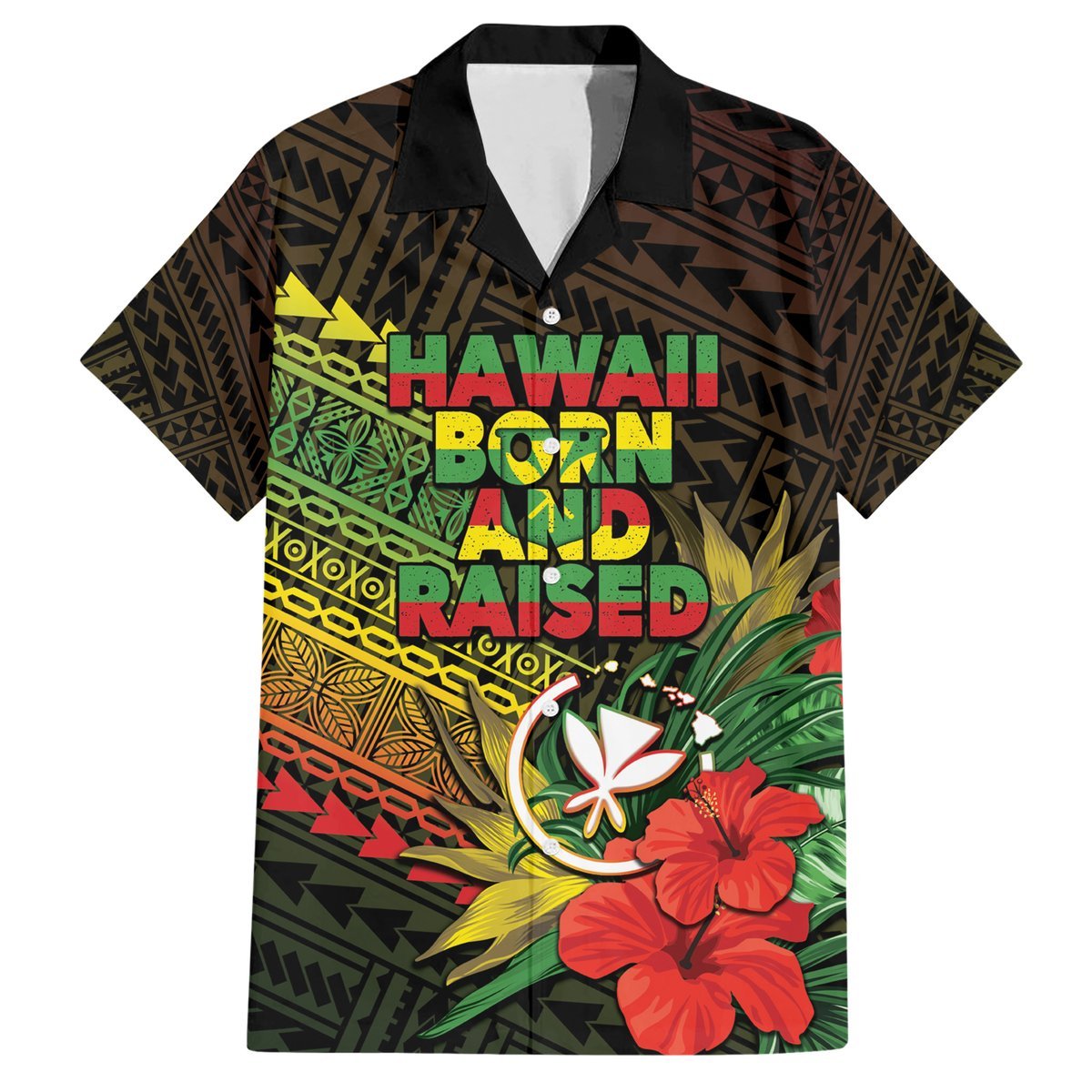 Personalized Hawaii Born and Raised Hawaiian Shirt Kanaka Maoli Flag Day LT05 Reggae - Polynesian Pride