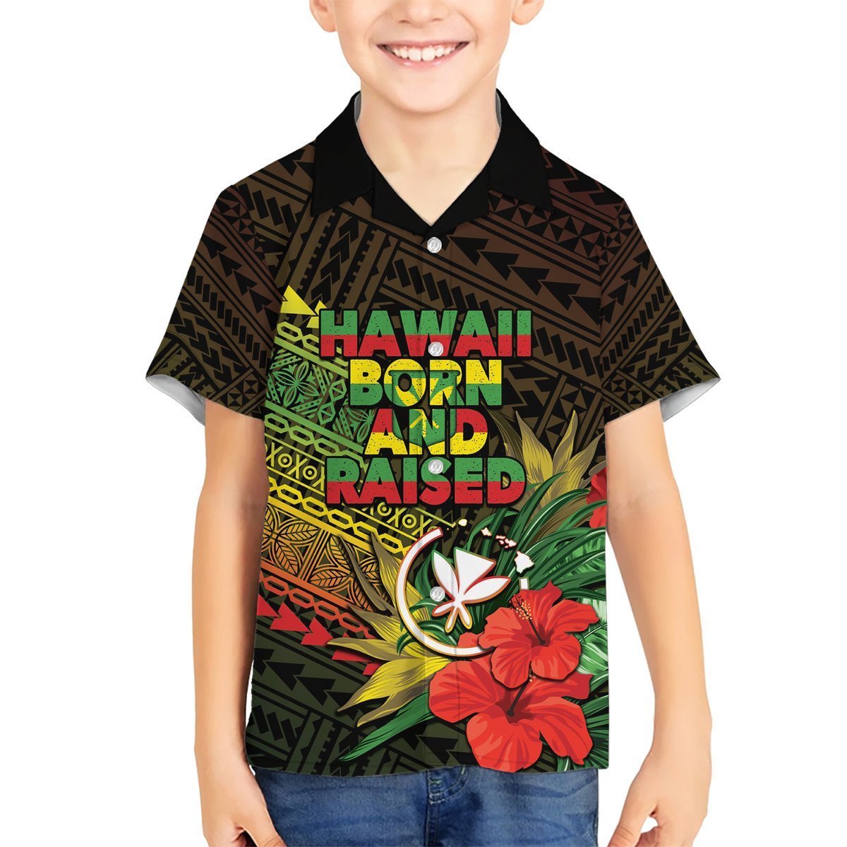 Personalized Hawaii Born and Raised Hawaiian Shirt Kanaka Maoli Flag Day LT05 - Polynesian Pride