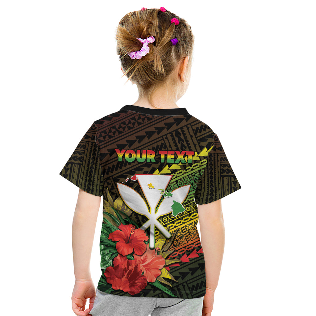 Personalized Hawaii Born and Raised Kid T Shirt Kanaka Maoli Flag Day