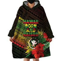 Personalized Hawaii Born and Raised Wearable Blanket Hoodie Kanaka Maoli Flag Day LT05 - Polynesian Pride