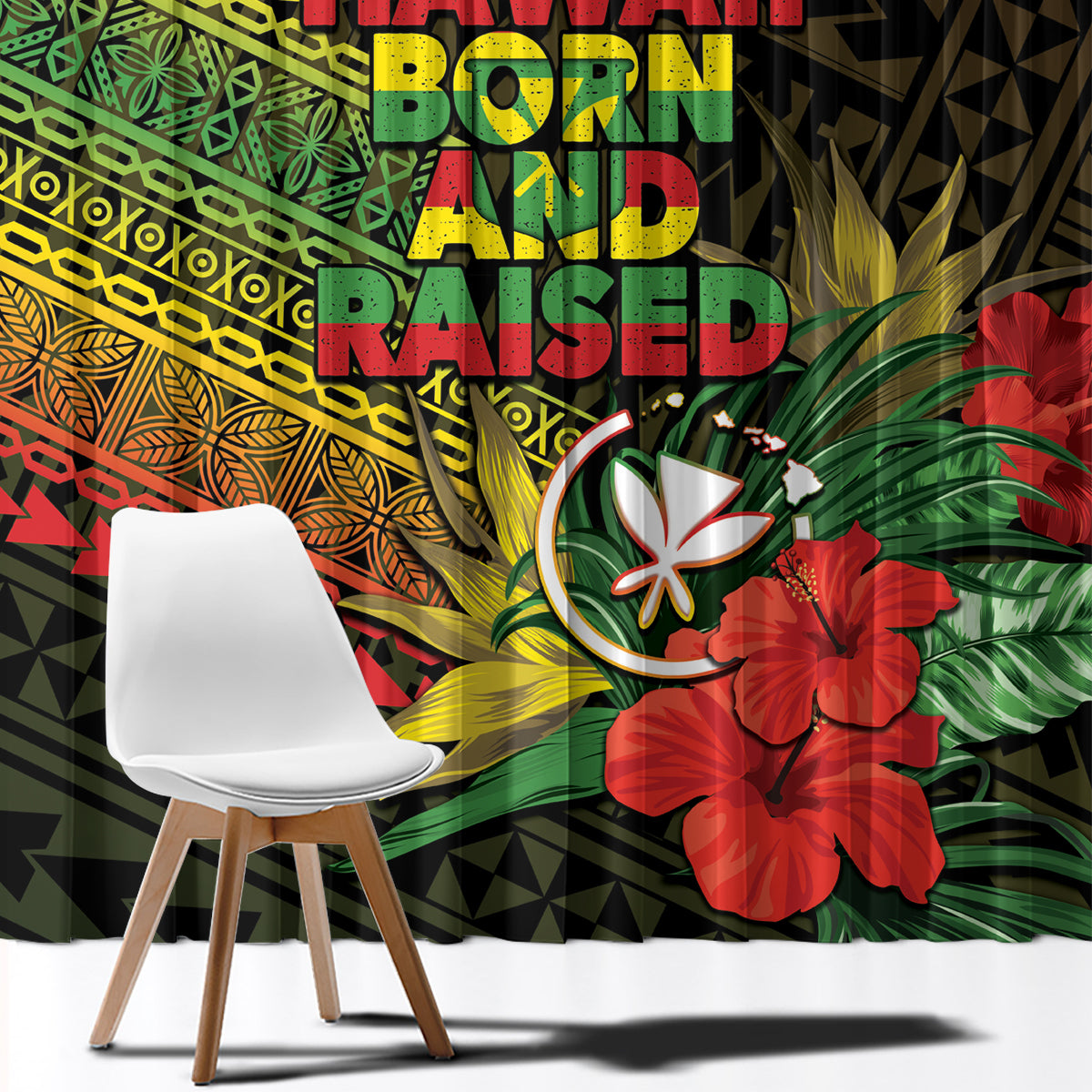 Hawaii Born and Raised Window Curtain Kanaka Maoli Flag Day LT05 - Polynesian Pride